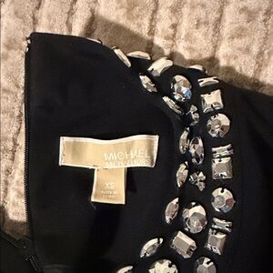 Michael Kors Black Midi Dress with Silver Accents